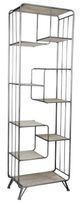 A & B Home Quimby Gray/Silver Staggered Tall Bookshelf-0