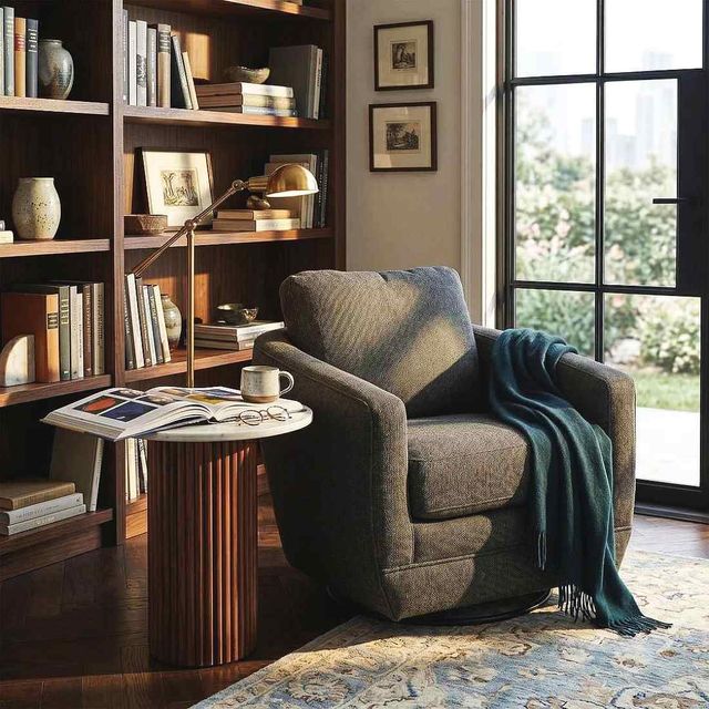 LH Home Feather Baltimo Matte Black/Smokey Sage Swivel Glider Chair-1