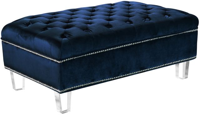 Meridian Furniture Lucas Navy Velvet Ottoman-0