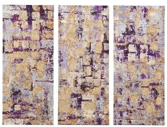 Olliix by Madison Park Gilded Violet 3 Piece Purple Gel Coat Printed Canvas Set-0