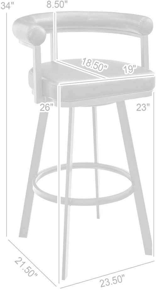 Armen Living Magnolia Brushed Stainless Steel/Light Gray Swivel Counter Stool-2