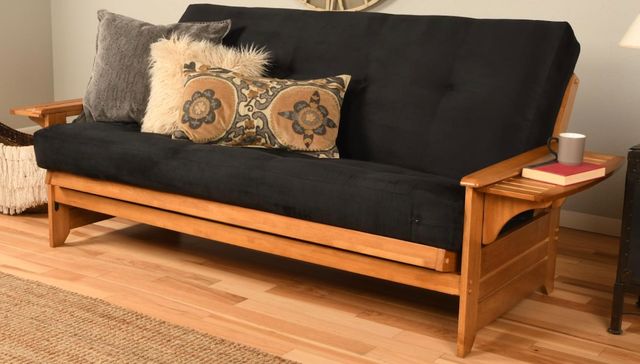 Kodiak Furniture Phoenix Suede Black/Butternut Full Futon with Mattress-1