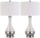 Cal® Lighting & Accessories 2-Piece Potenza Glass/Brushed Steel/White Table Lamp Set-0
