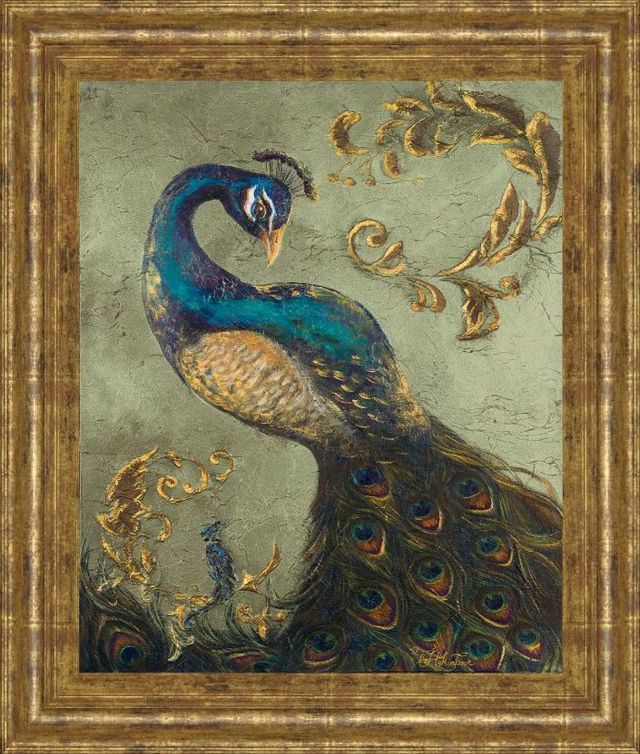 Classy Art Peacock on Sage Il by Tiffany Hakimipour Gold Wall Art-0