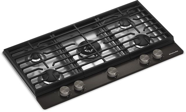 KitchenAid® 36" Black Ore Gas Cooktop with 5 Burners, Integrated Wok Grate and Backlit Knobs-1