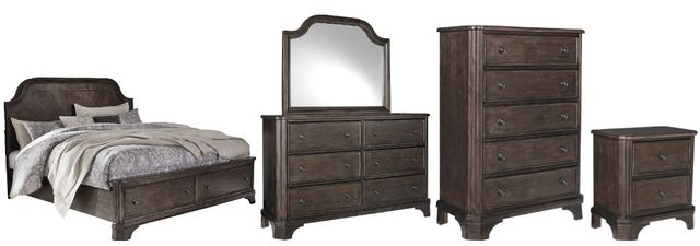 Signature Design by Ashley® Adinton 5-Piece Brown California King Storage Panel Bed Set-0