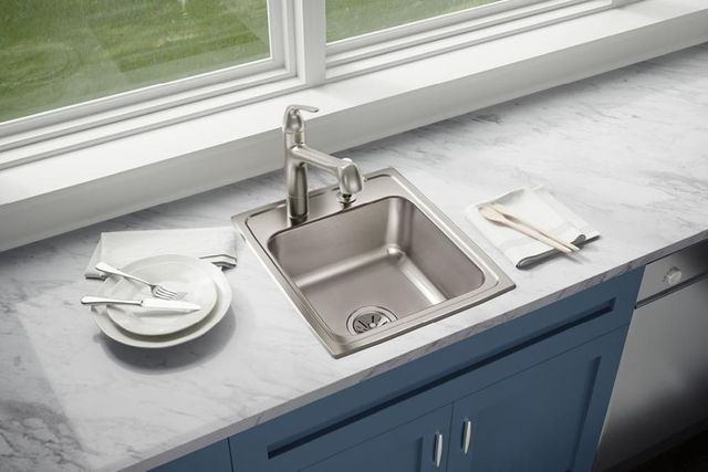 Elkay Lustertone® Classic Lustrous Satin 17" x 20" x 7-5/8" OS4-Hole Single Bowl Drop-In Sink-2