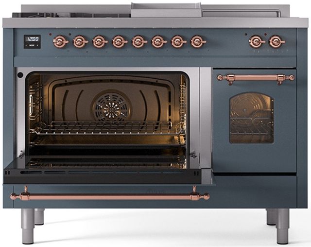 Ilve® Nostalgie II Series 48" Blue Grey Pro Style Dual Fuel Range-2