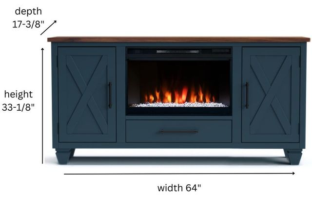 Legends Home Real Cozy Liberty Blue Denim/Whiskey 64" Fireplace Console-2