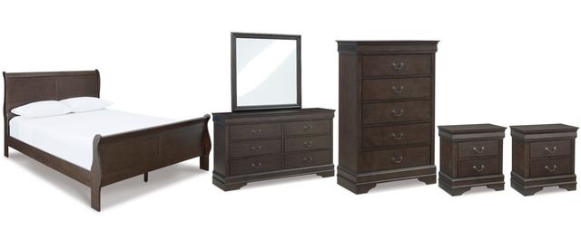 Signature Design by Ashley® Leewarden 6-Piece Dark Brown King Sleigh Bed Set-0