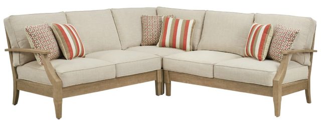 Signature Design by Ashley® Clare View 3-Piece Beige Fabric/Wood Outdoor Sectional-0