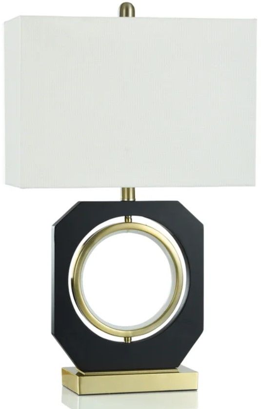 Stylecraft Bold Black/Metro Gold/White Table Lamp-0