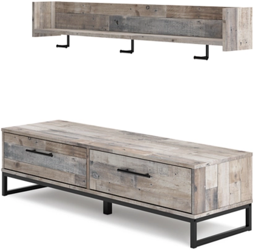Signature Design by Ashley® Neilsville Whitewash Storage Bench with Coat Rack-1