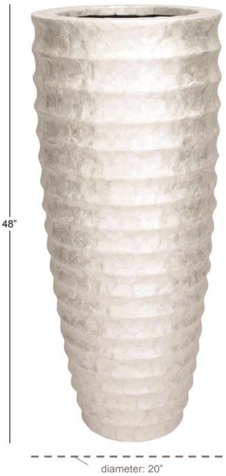 Deco Marche White Tall Floor Decorative Vase with Ripple Design-1
