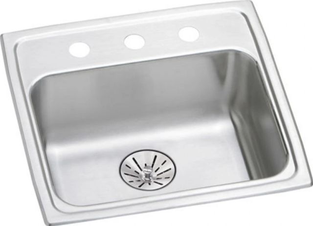 Elkay Lustertone® Classic Lustrous Satin 19-1/2" x 19" x 6-1/2" 3-Hole Single Bowl Drop-In ADA Sink with Perfect Drain®-0
