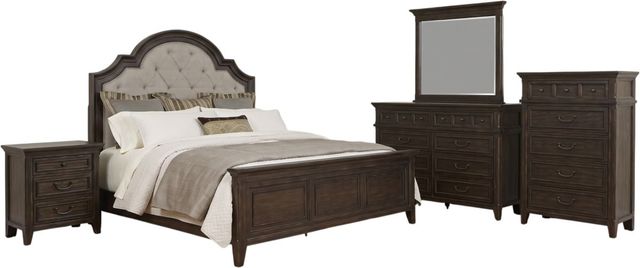 Liberty Furniture Paradise Valley 5-Piece Flax Tweed/Saddle Brown King Upholstered Panel Bedroom Set-0