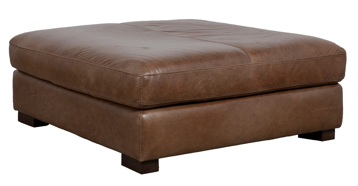 Soft Line Splendor Chestnut All Leather Ottoman | Miskelly Furniture