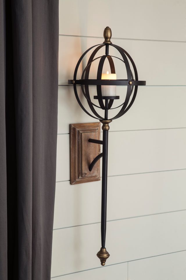 Signature Design by Ashley® Dina Black/Gold Wall Sconce-1