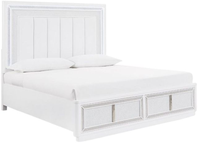 Signature Design by Ashley® Chalanna White King Upholstered Panel Storage Bed-3