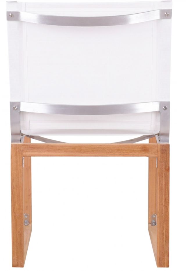 Meridian Furniture Rio Natural Teak/Off-White Fabric/Wood Outdoor Dining Side Chair-3