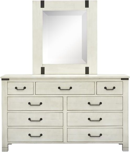 Magnussen Home® Chesters Mill Alabaster/Aged Iron Portrait Mirror-3