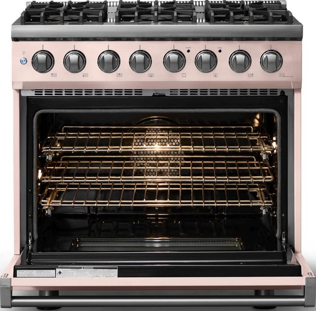 Viking® 5 Series 36" Blush Pro Style Dual Fuel (NG) Range with Polished Chrome Trim-1