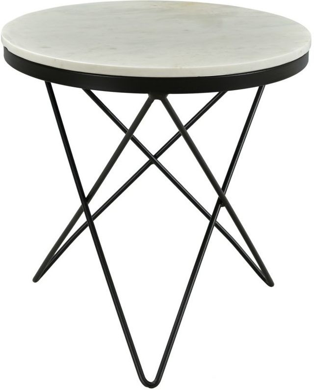 Moe's Home Collection Haley White Marble Round Side Table with Black Iron Base-2