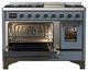 Ilve® Majestic III 48" Blue Gray Pro Style Dual Fuel Natural Gas Range with Triple Glass Door and Burnished Trim-3