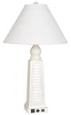 Lamps Per Se Distressed White Washed Table Lamp with USB Port and AC Outlet-0