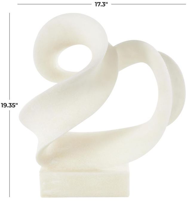 Deco Marche White Polystone Abstract Twisted Wave Sculpture-3