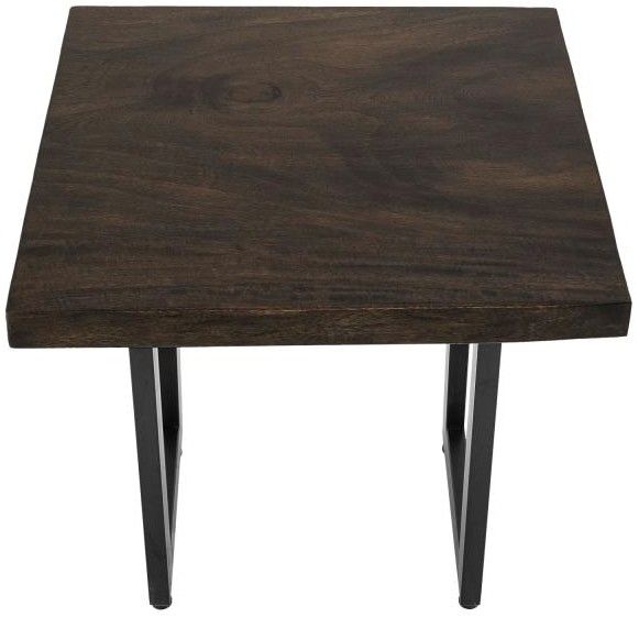 International Furniture Direct Raramuri Stained Dark End Table with Black Base-4