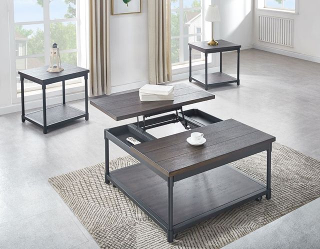 Steve Silver Co. Prescott Smoky Oak End Table with Black Frame-1