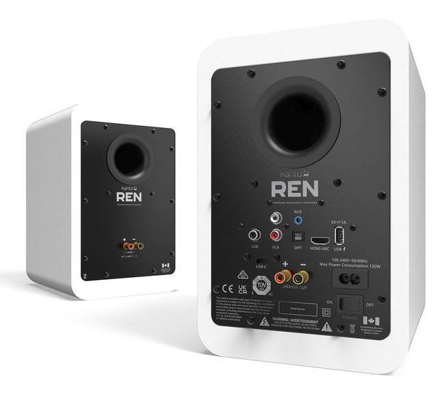 Kanto REN 5.25" Matte White Bookshelf Speakers (Pair)-2