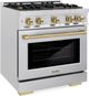 ZLINE Select Autograph Edition 30" Satin Stainless Steel Convection Pro Style Gas Range with Champagne Bronze Accents-2