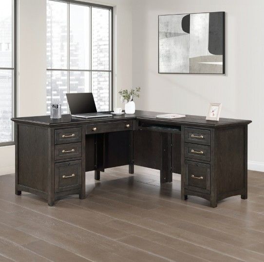 Winners Only® Addison Charcoal 66" Desk with 45" Return-1