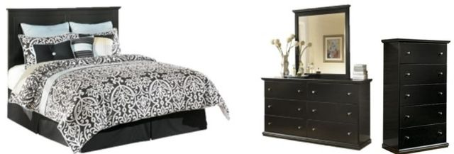 Signature Design by Ashley® Maribel 4-Piece Black Queen/Full Panel Headboard Set-0