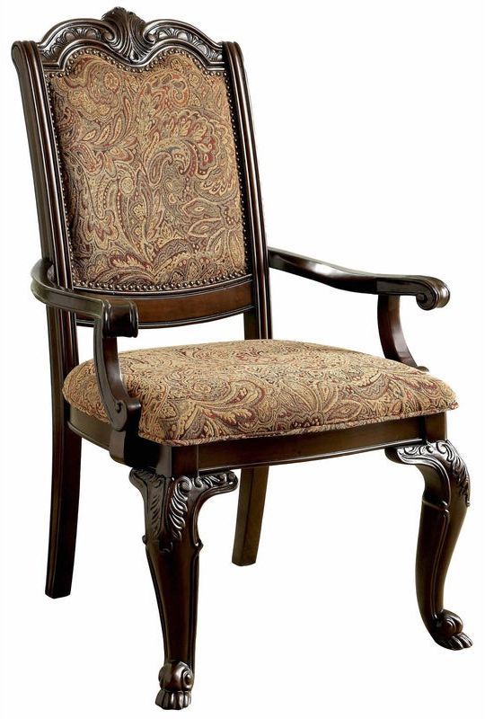 Furniture of America® Bellagio 2-Piece Brown/Cherry Dining Arm Chair Set-0
