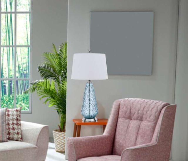 Cal® Lighting & Accessories Mayfield Aqua Blue/White Table Lamp-2