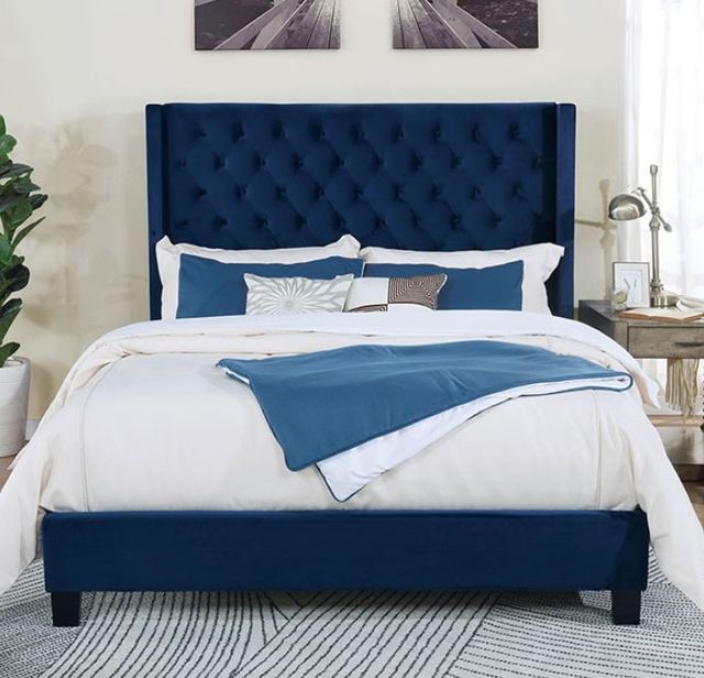 Furniture of America® Ryleigh Navy Queen Panel Bed-2