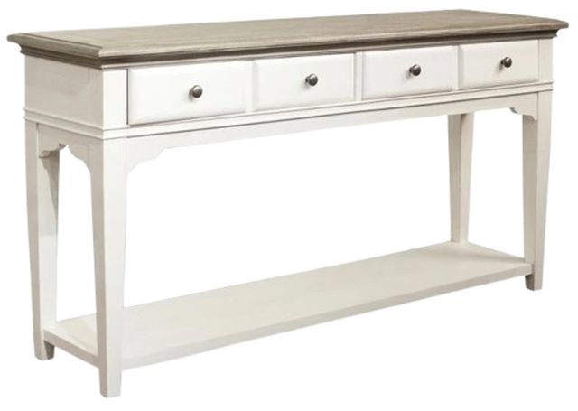 Riverside Furniture Myra Natural Sofa Table with Paperwhite Base-0