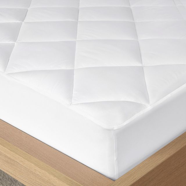 Olliix by Madison Park White Twin XL Quiet Nights 100% Cotton Sateen Waterproof Diamond Quilting Down Alternative Mattress Pad-3