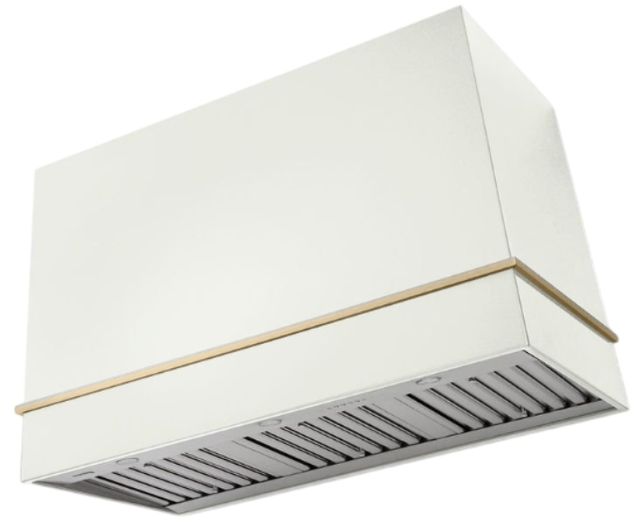 AGA Loge 48" White Wall Mounted Range Hood with Antique Brass Trim-0