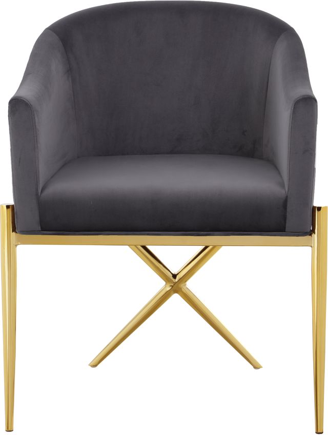 Meridian Furniture Xavier Gray/Gold Velvet Dining Chair-1