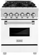 ZLINE Legacy 24" Stainless Steel Pro Style Dual Fuel Range with 4 Burner Gas Cooktop and Electric Convection Oven in White Matte Door-0