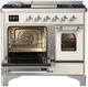 Ilve® Majestic III 40" Antique White Pro Style Dual Fuel Liquid Propane Range with Triple Glass Door and Chrome Trim-2