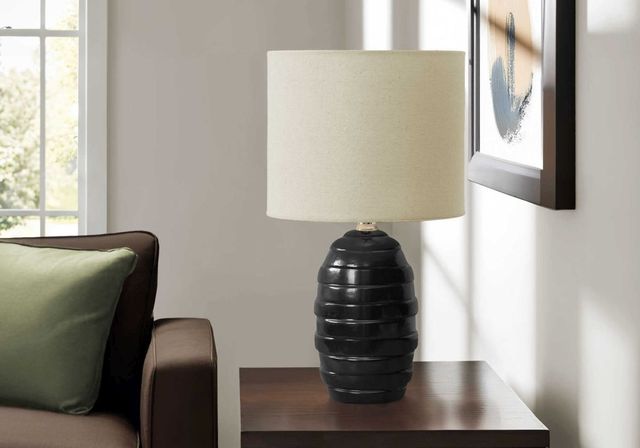 Monarch Specialties Inc. Black Ceramic/Beige Shade Table Lamp -2