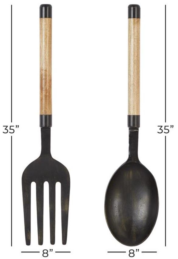 Deco Marche 2-Piece Black Utensils Wall Decor Set-3