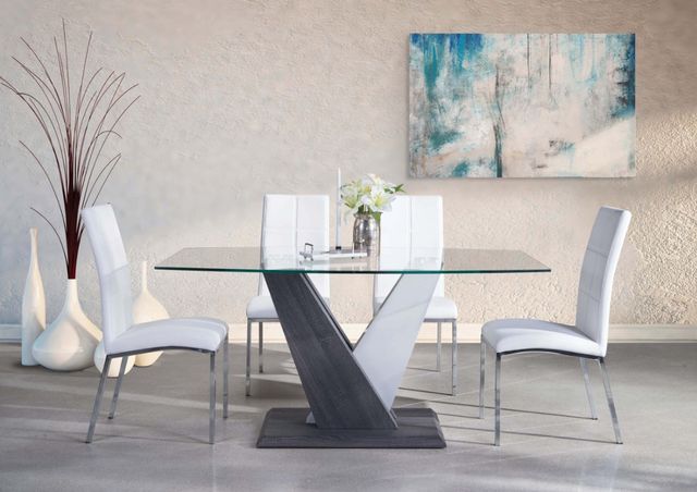 Mazin Furniture Peyton Chrome/White Side Dining Chair-2