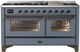 Ilve® Majestic III 60" Blue Gray Pro Style Dual Fuel Liquid Propane Range with Triple Glass Door and Burnished Trim-0