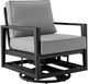 Armen Living Cayman Black/Dark Gray Aluminum/Fabric Outdoor Swivel Glider Chair-0